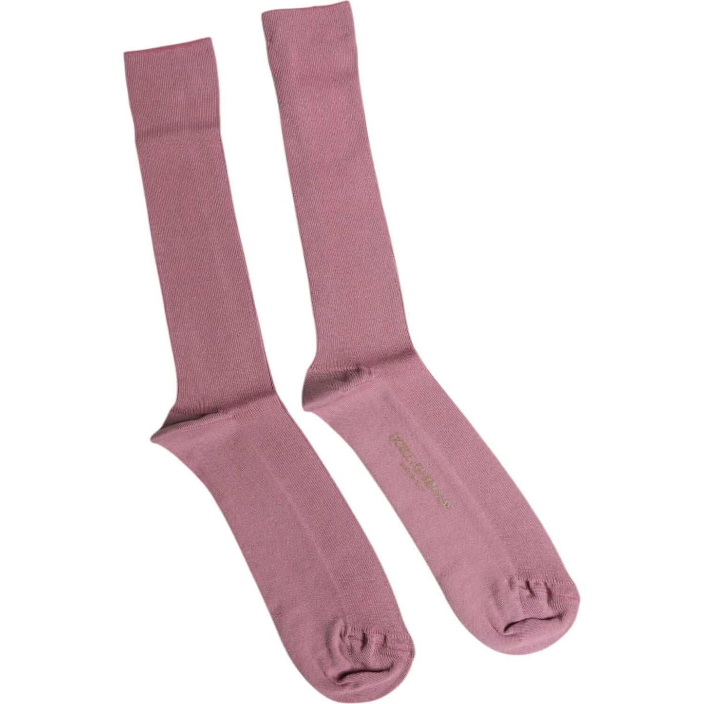 Dolce & Gabbana rose pink cotton men's over the calf socks with logo detail, luxury fashion made in Italy.
