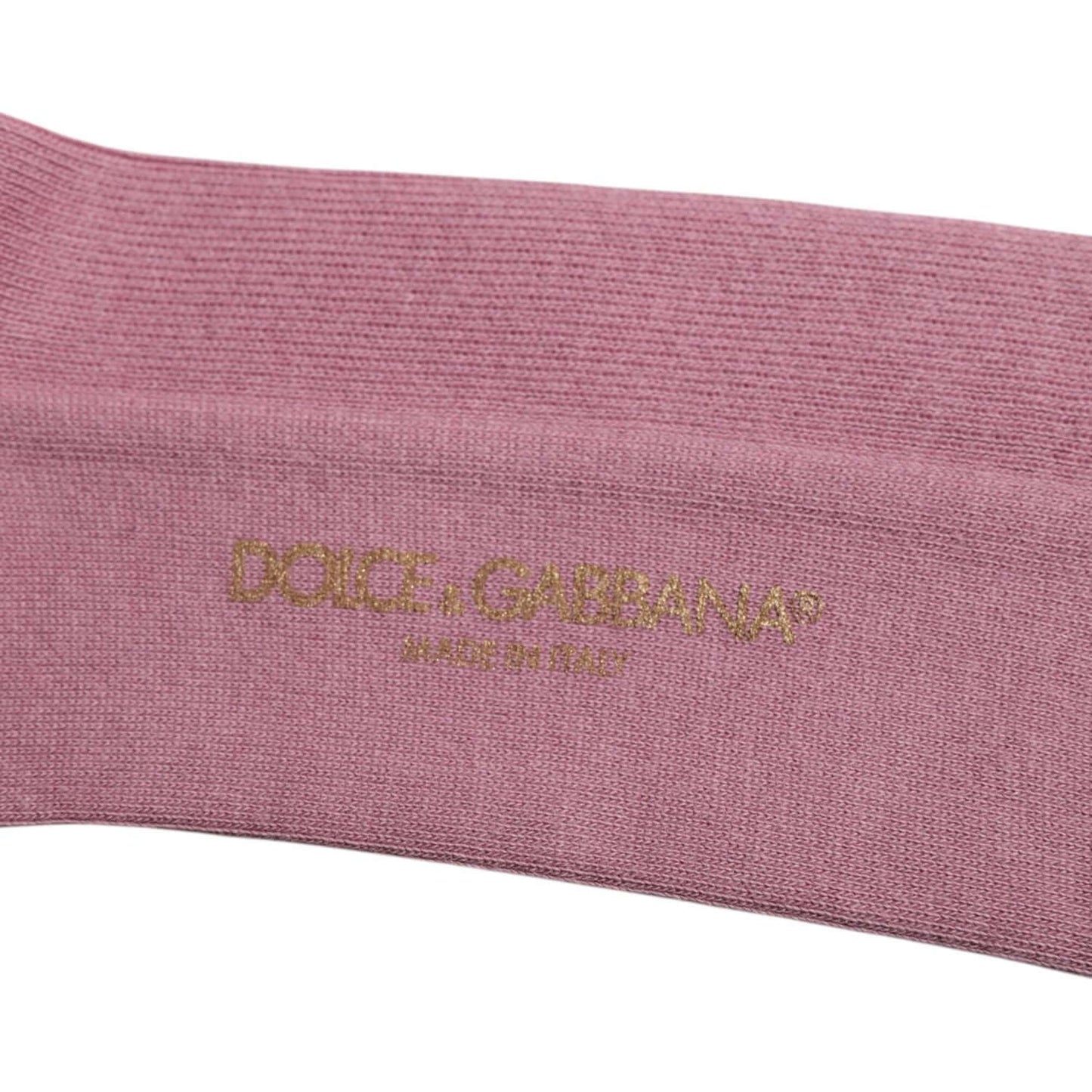 Dolce & Gabbana rose pink cotton over the calf socks with logo, men's fashion accessory made in Italy.
