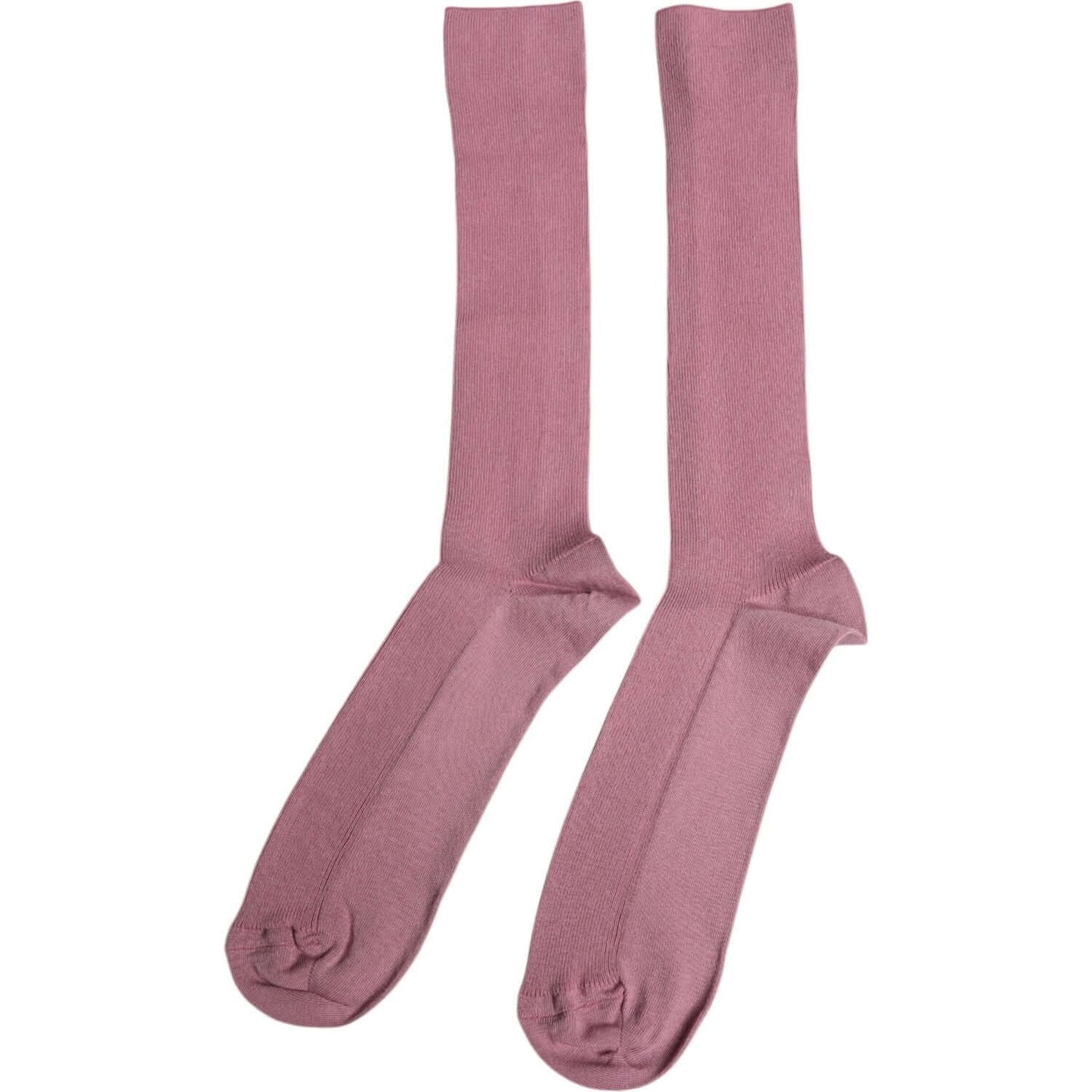 Dolce & Gabbana rose pink cotton over the calf socks for men, featuring logo details and made in Italy, 100% authentic.