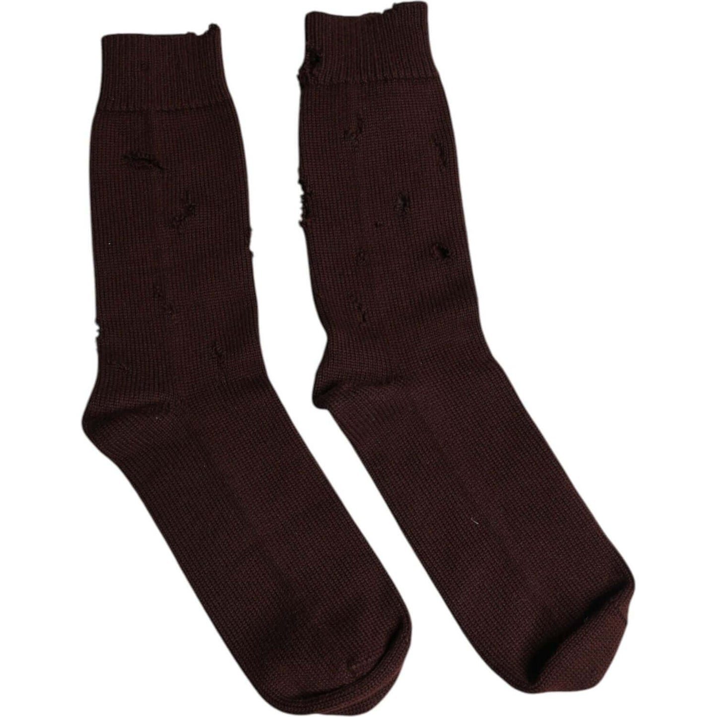 Dolce & Gabbana brown solid cotton stretch mid calf socks, unisex, with logo detail, made in Italy.