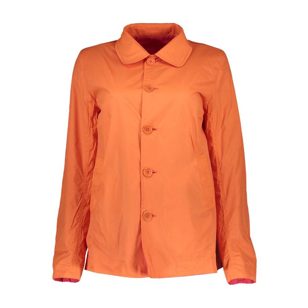 Gant women's red cotton jacket with reversible design and button-up front, featuring the iconic Gant logo for a versatile style.