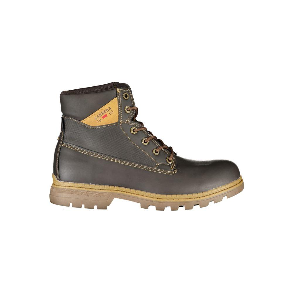 Carrera rugged brown lace-up boots with contrast details and logo, featuring durable design and style in polyester and polyethylene mix.