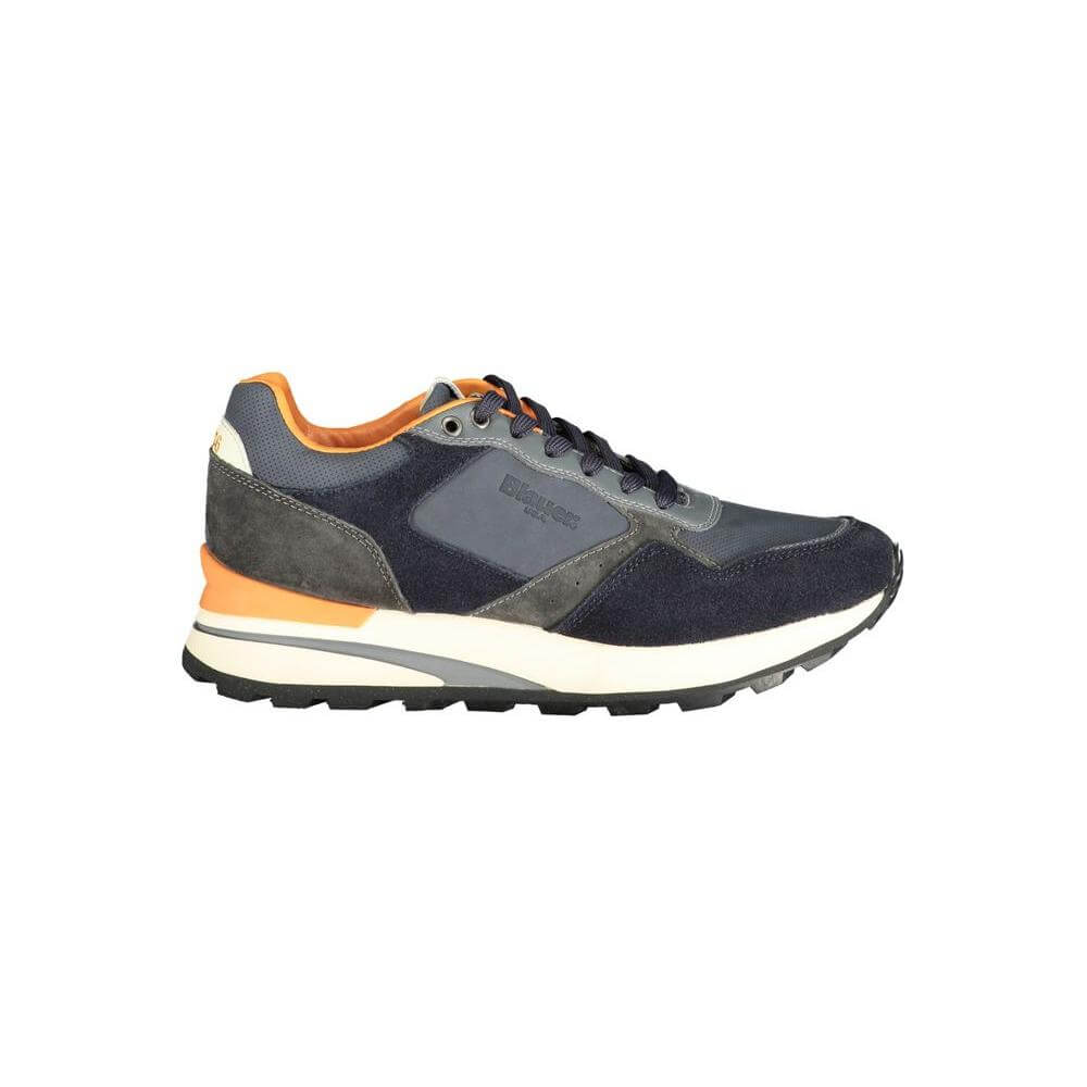 Blauer blue polyethylene men's sneaker with contrasting details, removable footbed, and iconic logo for sporty luxury and comfort.