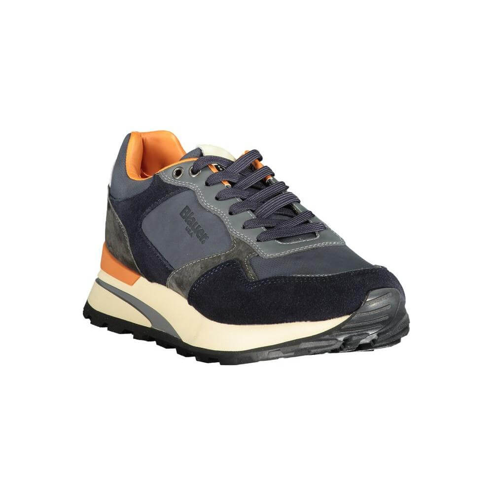 Blauer Blue Polyethylene Men's Sneaker with Orange Accents, Featuring Polyester and Leather Details for Style and Comfort