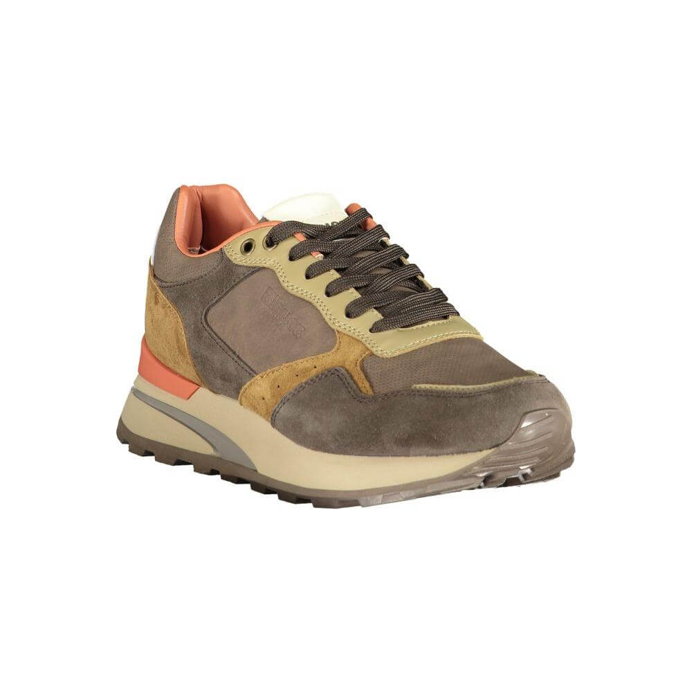 Blauer Brown Polyethylene Men's Sneaker with contrast details, removable footbed, and iconic logo for style and comfort.