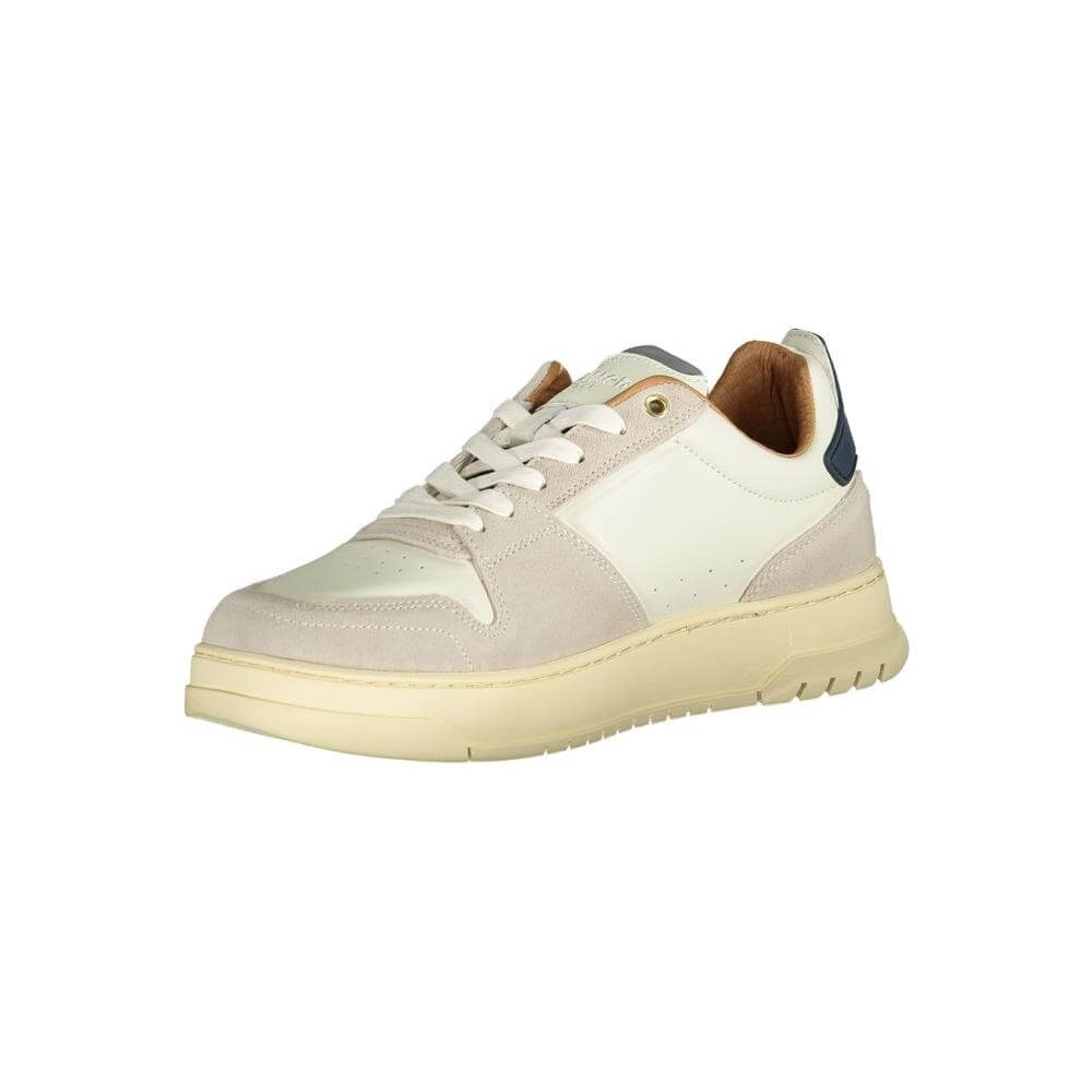 Blauer white polyethylene men's sneaker with removable insole and iconic logo, showcasing a sleek design and contrasting details.