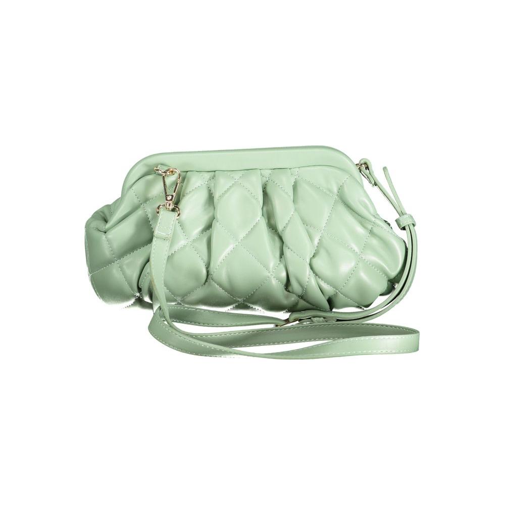 Valentino Bags green polyethylene handbag with adjustable strap, internal pockets, contrasting details, snap closure, and logo.