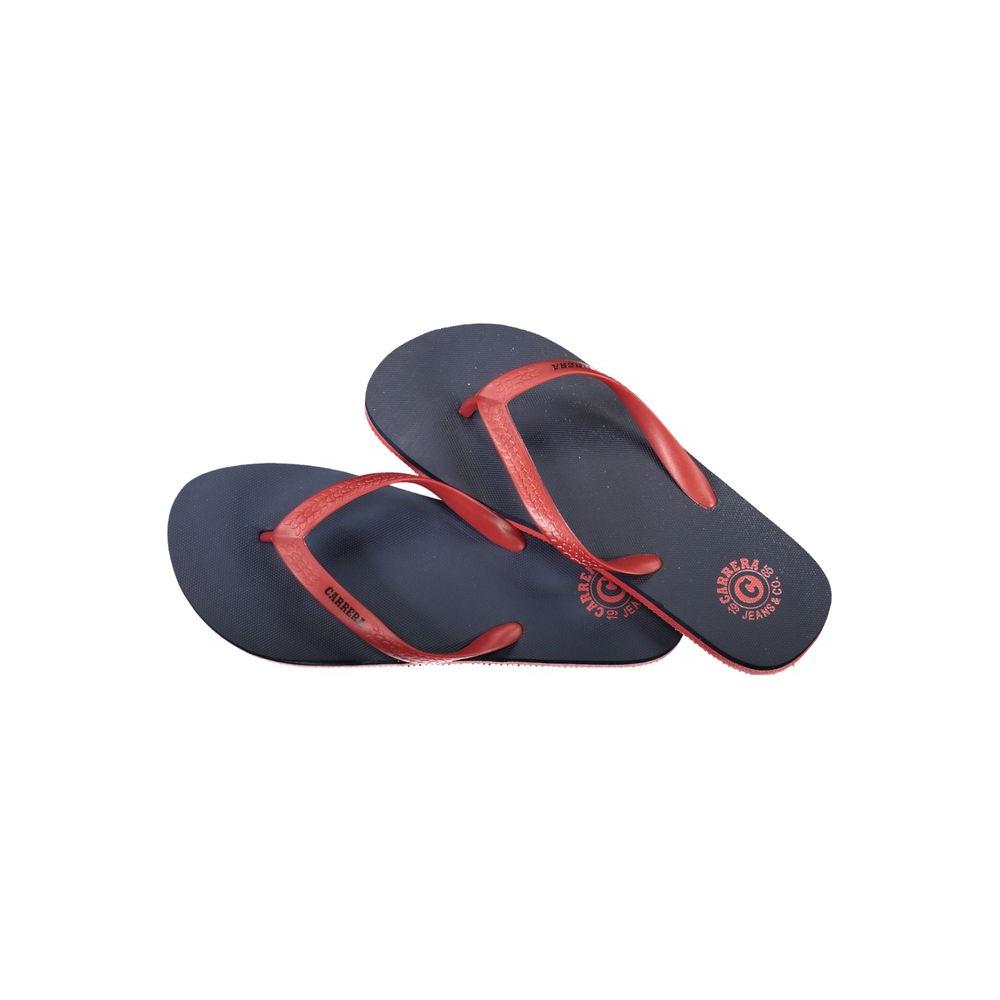 Carrera blue polyethylene flip flops with contrasting red details and logo, ideal for casual wear and summer comfort.