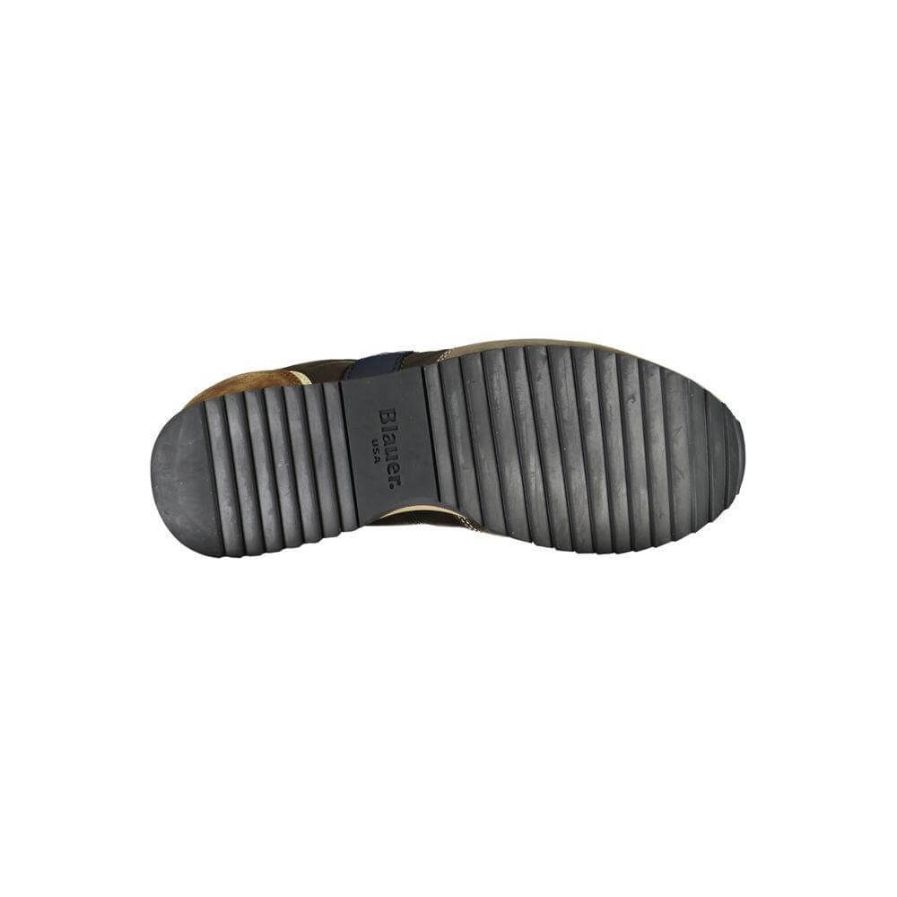 Sole view of Blauer Green Polyester Sneaker showcasing non-slip texture and logo imprint.