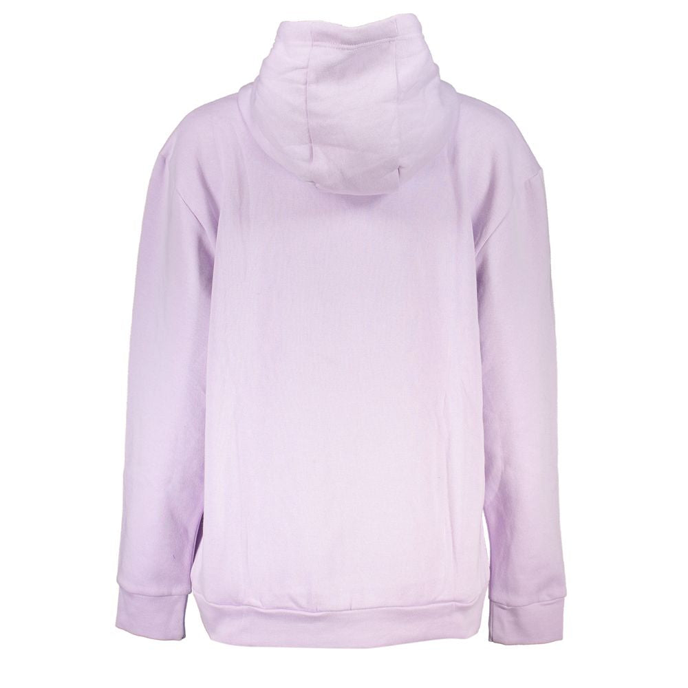 Cavalli Class purple cotton hoodie, long-sleeved fleece sweatshirt, rear view; features hood, subtle print, and brand logo detail.