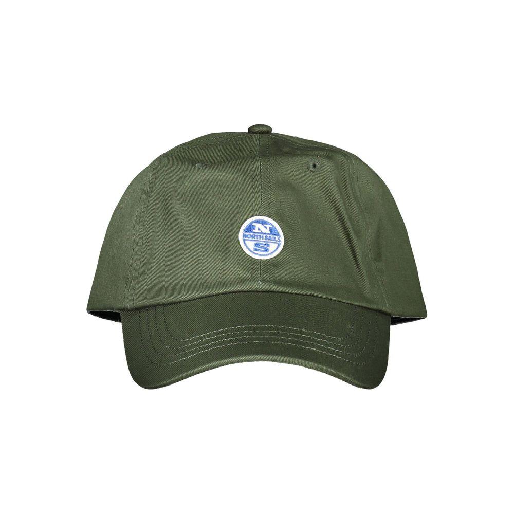 North Sails green cotton men's cap with logo and visor, perfect for casual wear and sun protection.