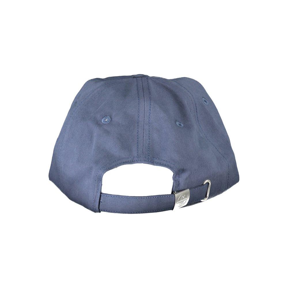 Back view of North Sails blue cotton men's cap showing adjustable strap