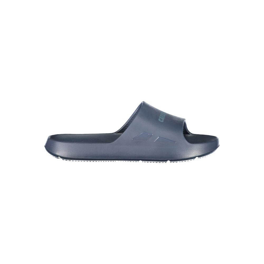 Carrera blue polyethylene sandal with logo print, side view. Ideal for casual and comfortable wear.