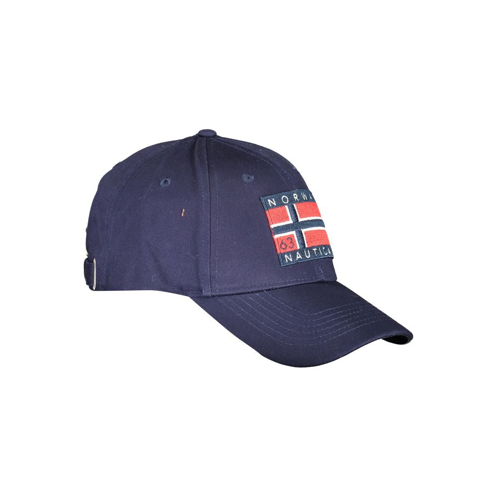 Norway 1963 blue cotton cap with visor, adjustable strap, and logo application.