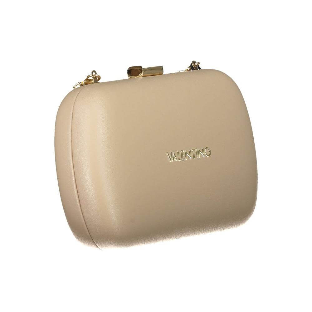 Valentino Bags beige polyethylene women handbag with removable chain strap and snap closure, showcasing iconic logo.