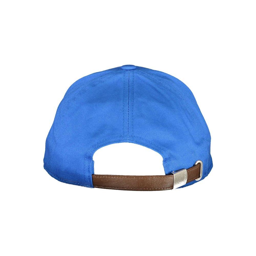 Rear view of La Martina Blue Cotton Men Cap with adjustable leather strap