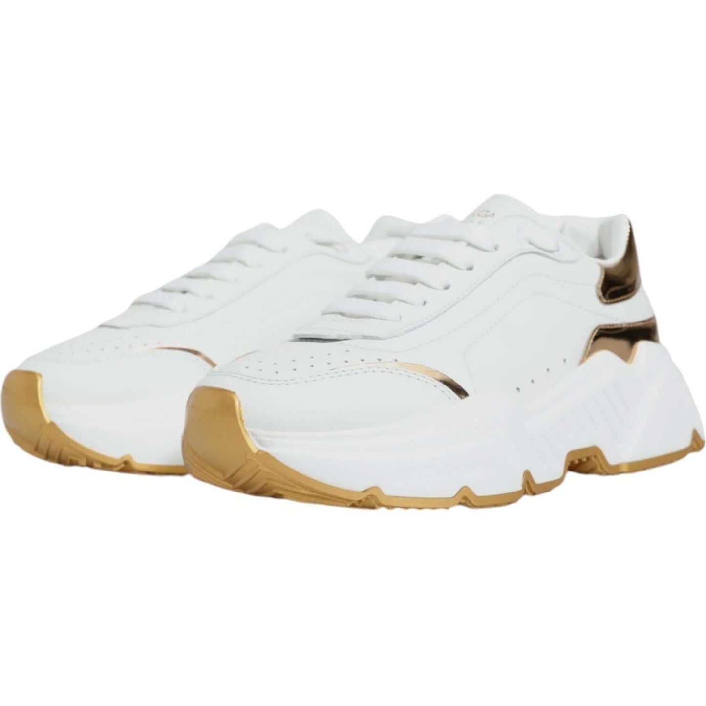 Dolce & Gabbana White Gold Daymaster low-top sneakers in calf leather with rubber sole, logo details, made in Italy, lightly preowned.