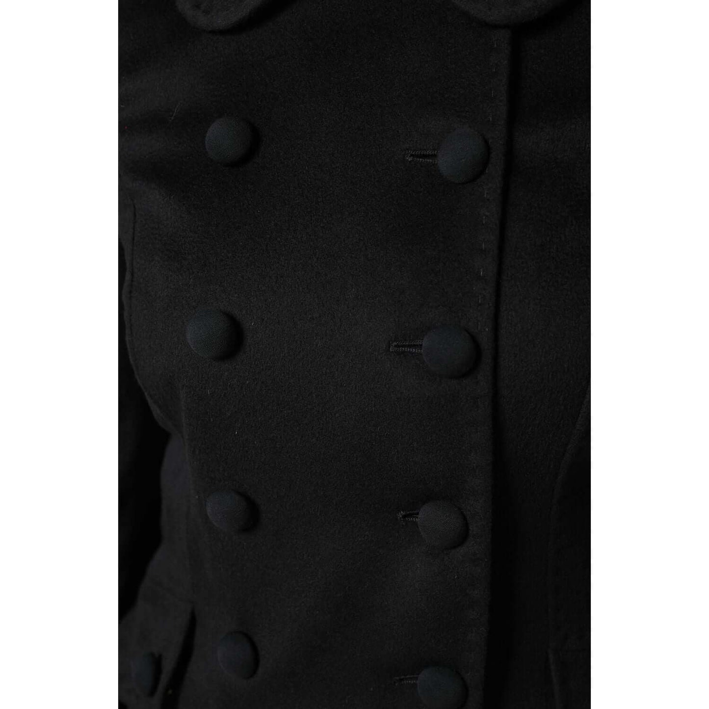 Dolce & Gabbana black double-breasted wool blazer with button details, featuring high craftsmanship and Italian design.