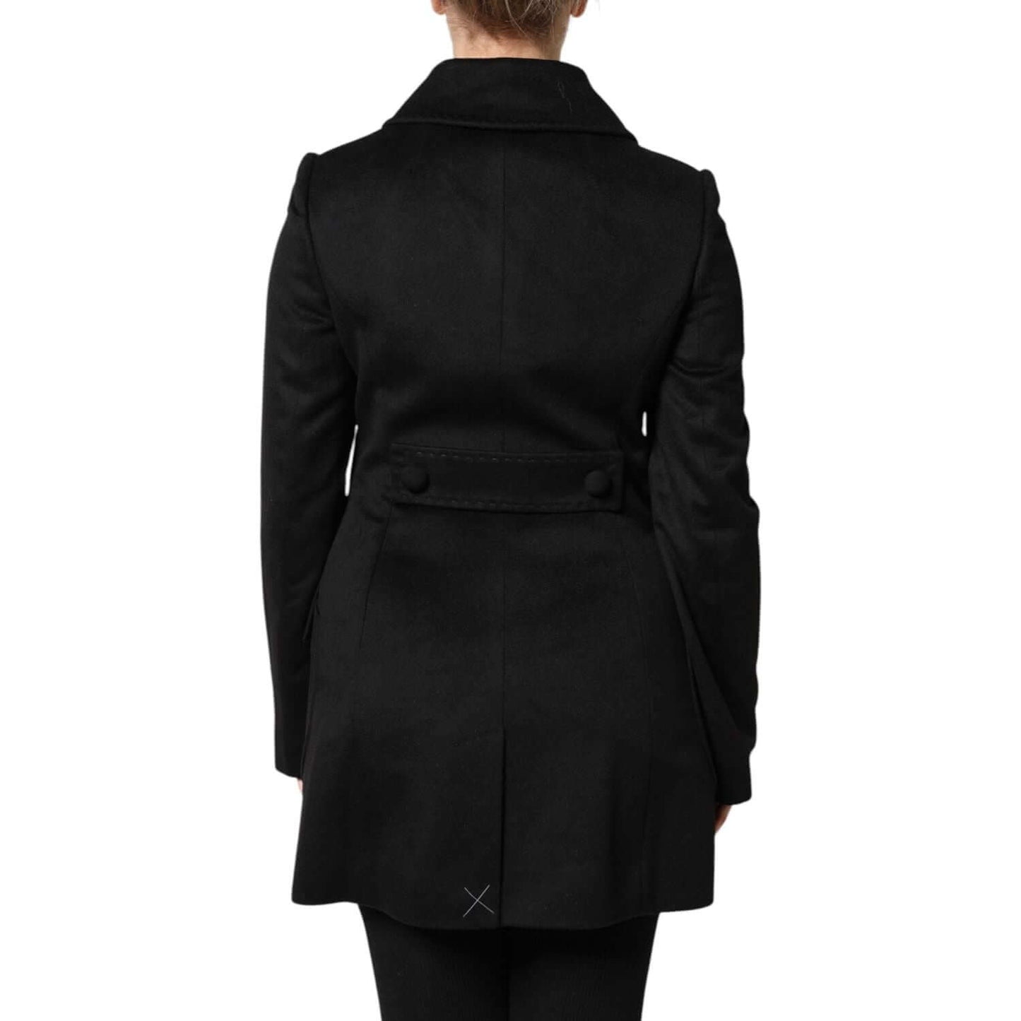 Back view of Dolce & Gabbana black wool Sartoria Italiano blazer jacket, showcasing long sleeves, button closure, crafted in Italy.