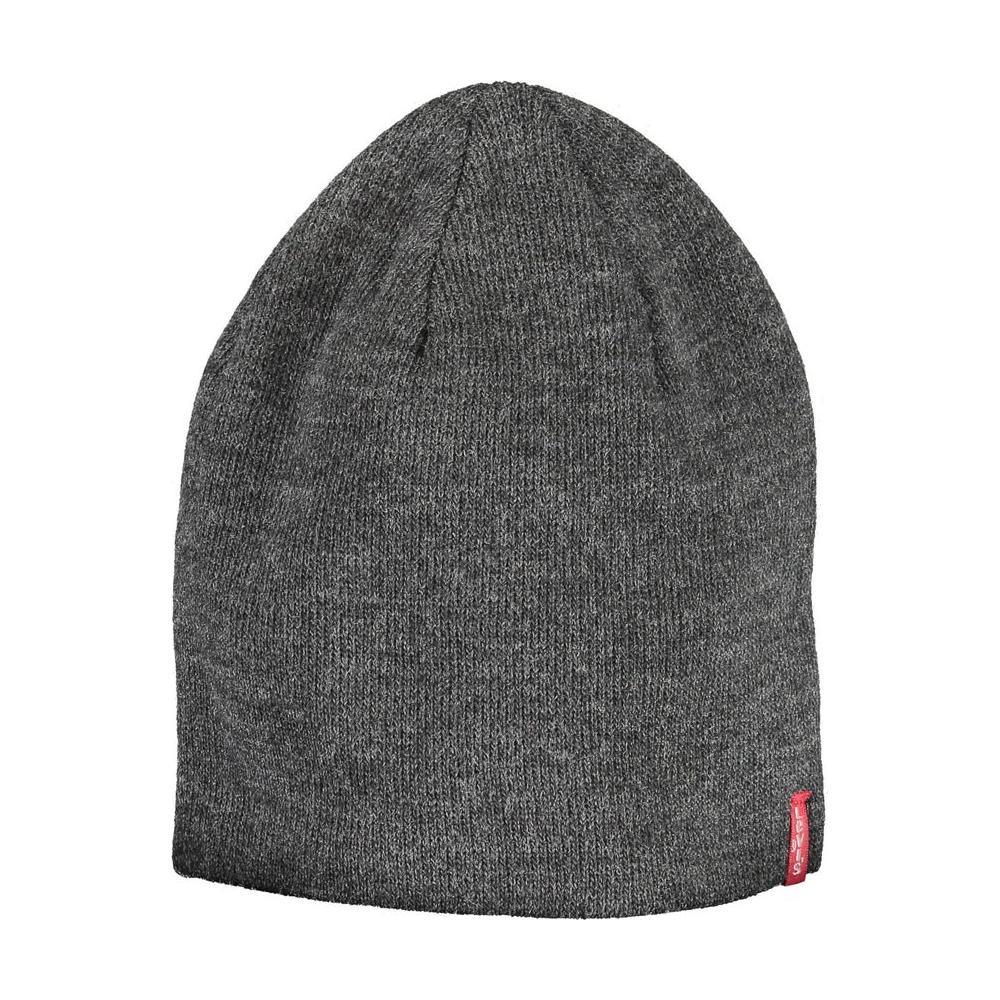 Levi's gray acrylic men's cap with iconic logo, crafted in Italy for style and comfort.