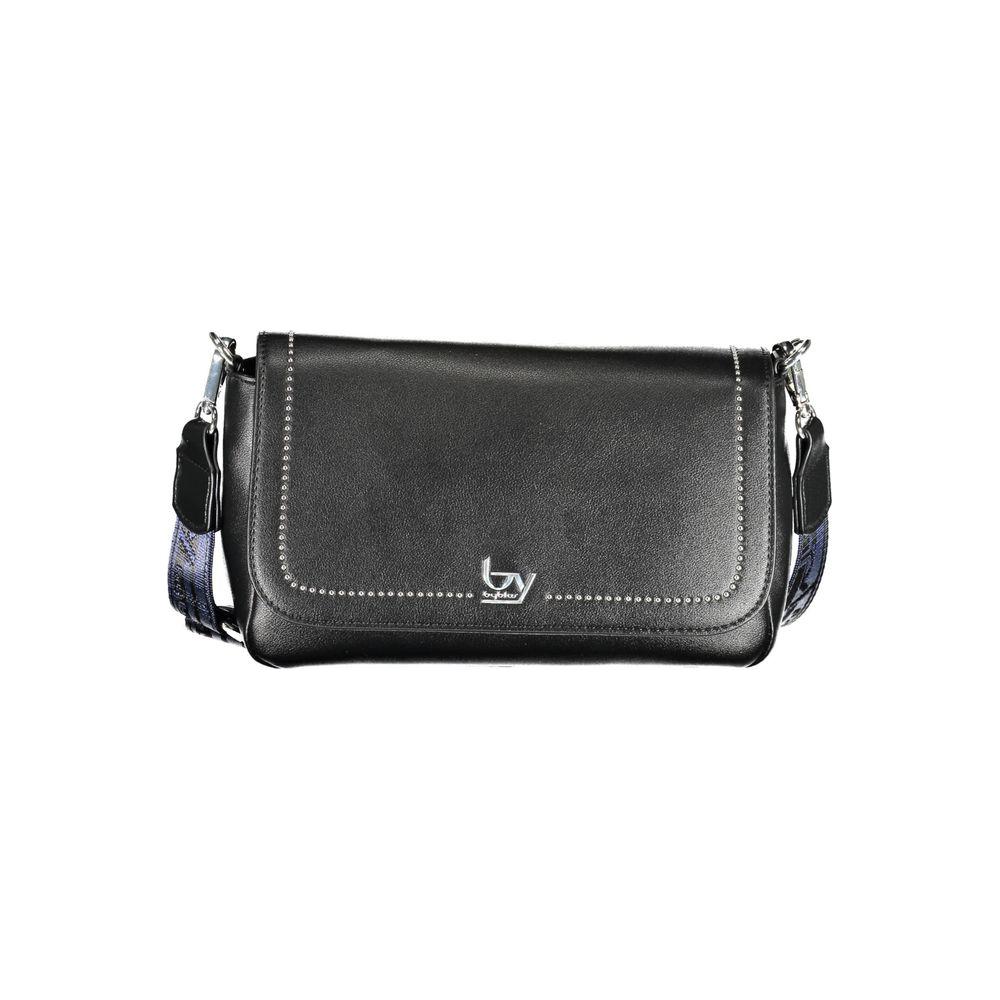 BYBLOS black polyethylene women handbag with adjustable strap and removable handle, stylish and versatile fashion accessory.
