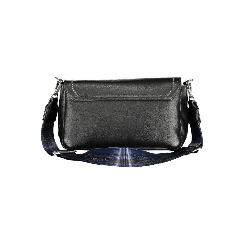 BYBLOS black polyethylene women handbag with removable handle and adjustable strap, modern design, perfect accessory for versatility and style.