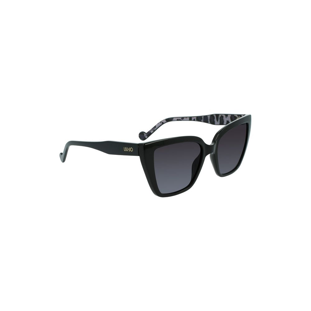Liu Jo Black Injected Women's Sunglasses with square lenses and chic black frame, ideal for fashion-forward style seekers.