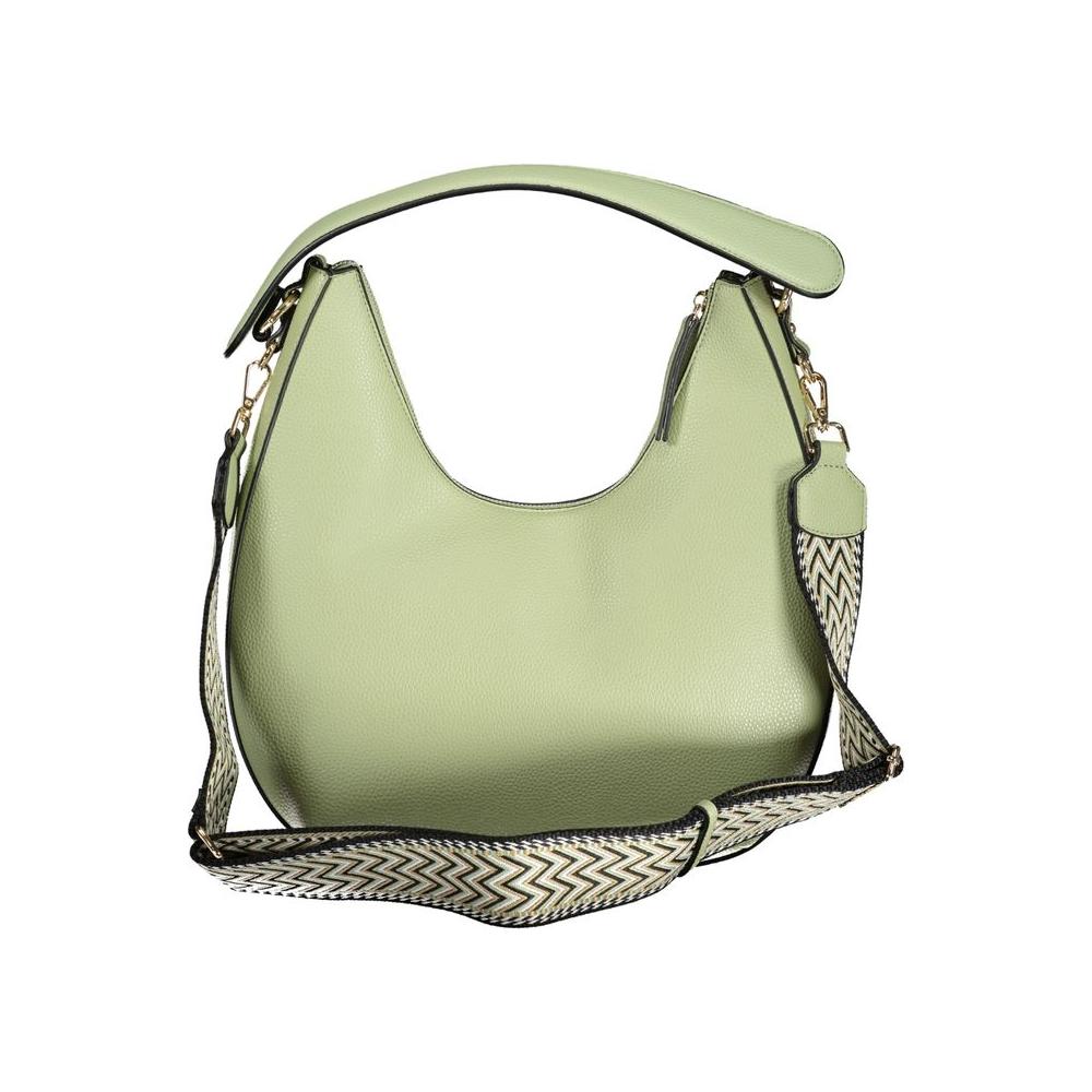Valentino Bags green polyethylene handbag with shoulder handle, adjustable straps, internal pockets, and zip closure.