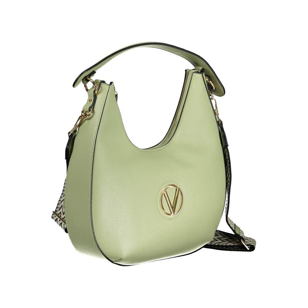 Valentino Bags green polyethylene handbag with shoulder handle, adjustable straps, internal pocket, phone holder, and zip closure.