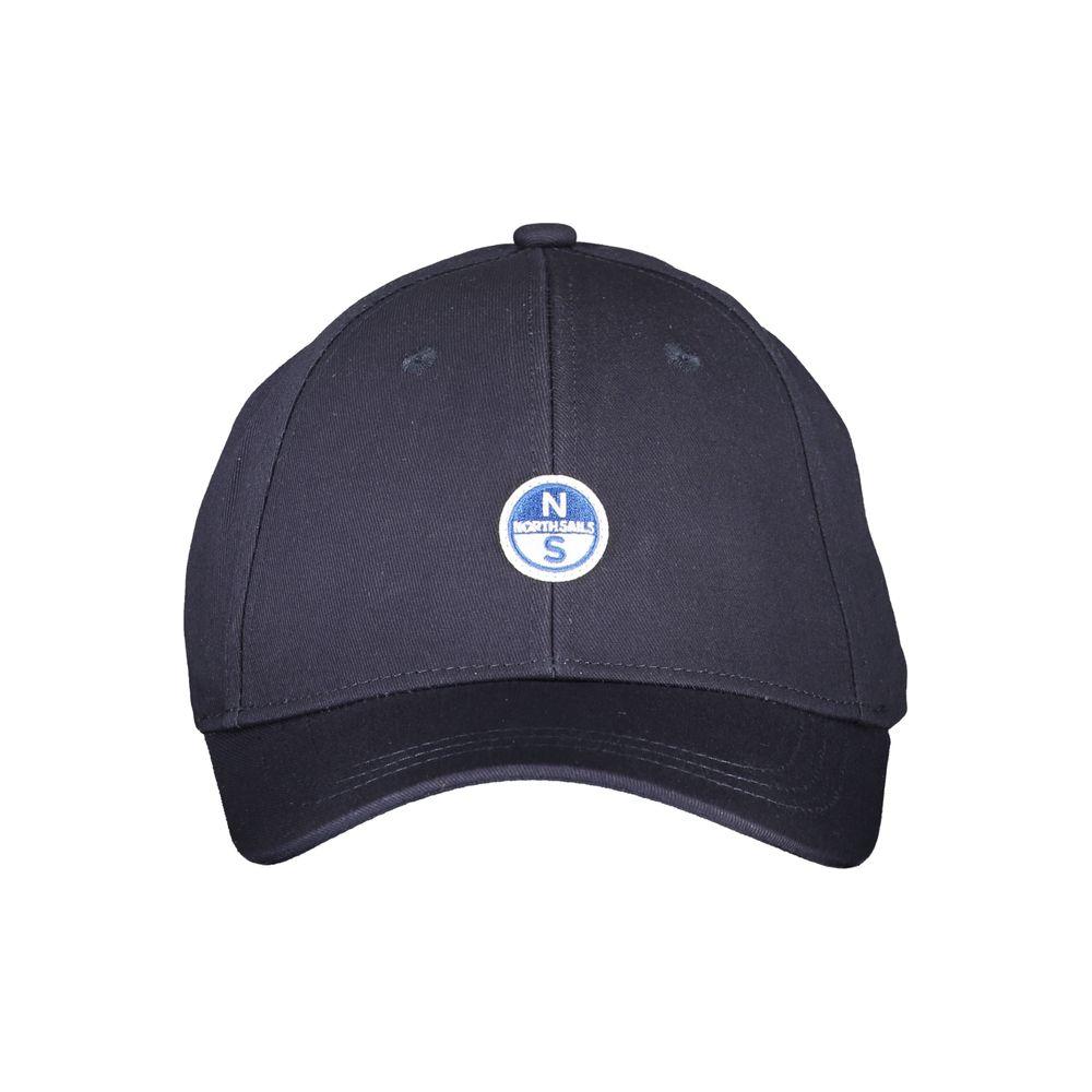 North Sails blue cotton hat with visor, adjustable fit, featuring embroidered logo. Made from organic cotton.
