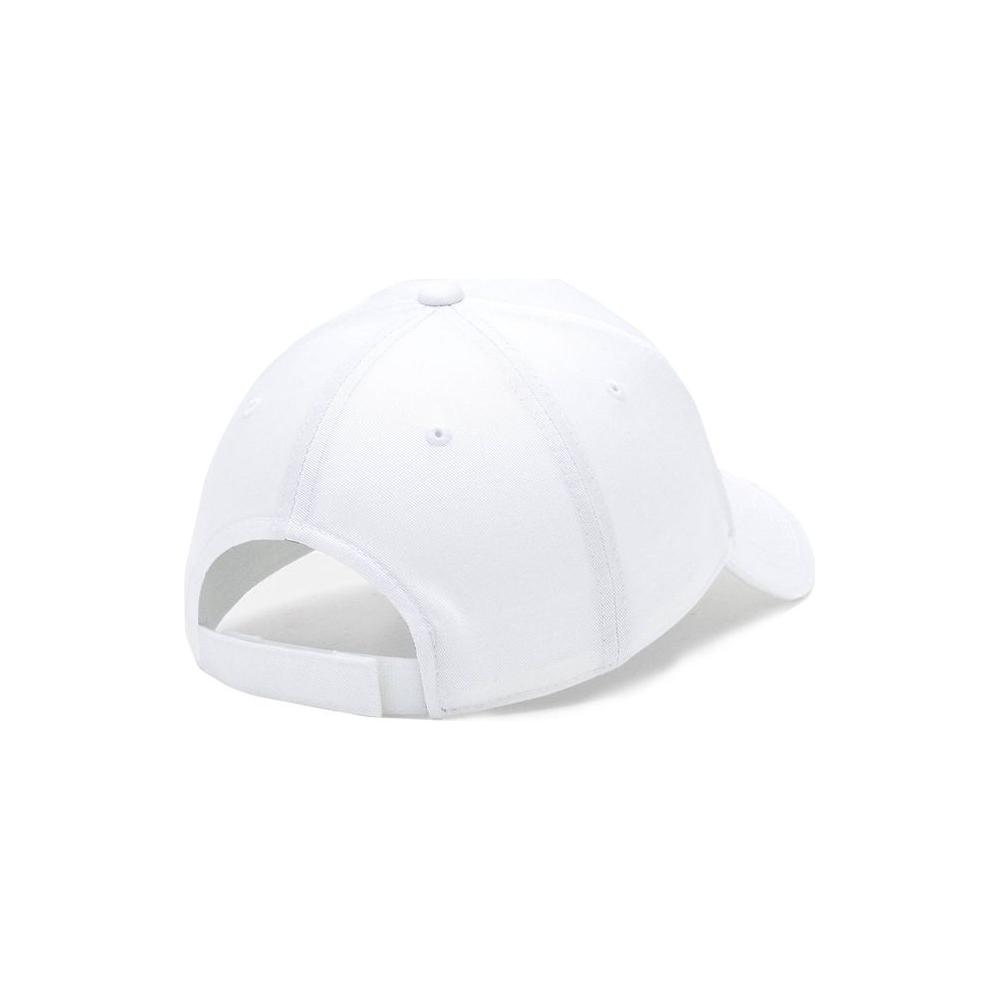 Back view of Just Cavalli white cotton men's cap with adjustable strap, showcasing sleek design and breathable material.