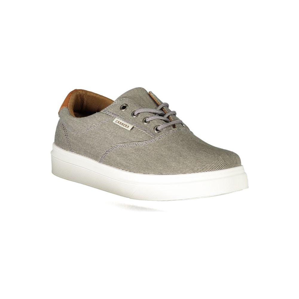 Gray casual low-top sneaker with white sole and brown accent, perfect for everyday wear and versatile styling.