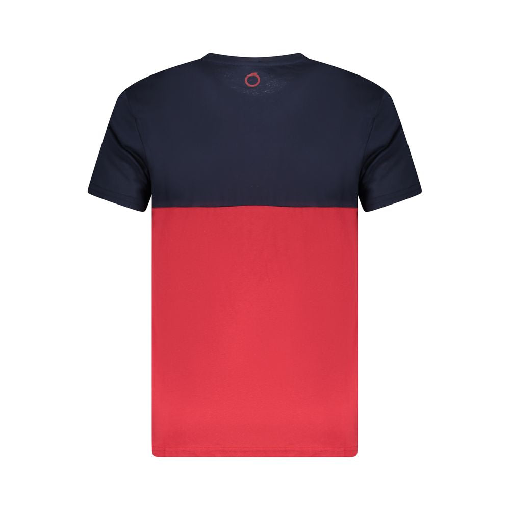 Back view of Trussardi Red Cotton Men T-Shirt with two-tone design and iconic logo.