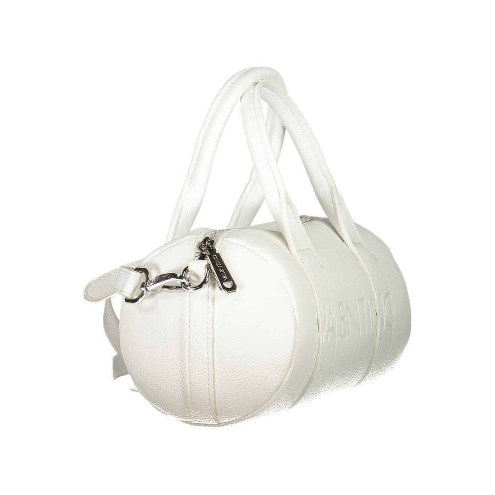 Mario Valentino White Polyethylene Handbag with handles and shoulder straps, featuring zip closure and logo made from recycled material.