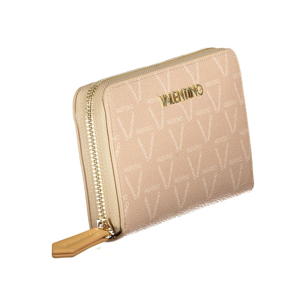 Mario Valentino Beige Polyethylene Wallet with 3 compartments, coin purse, card spaces, contrasting details, zip and automatic closure.