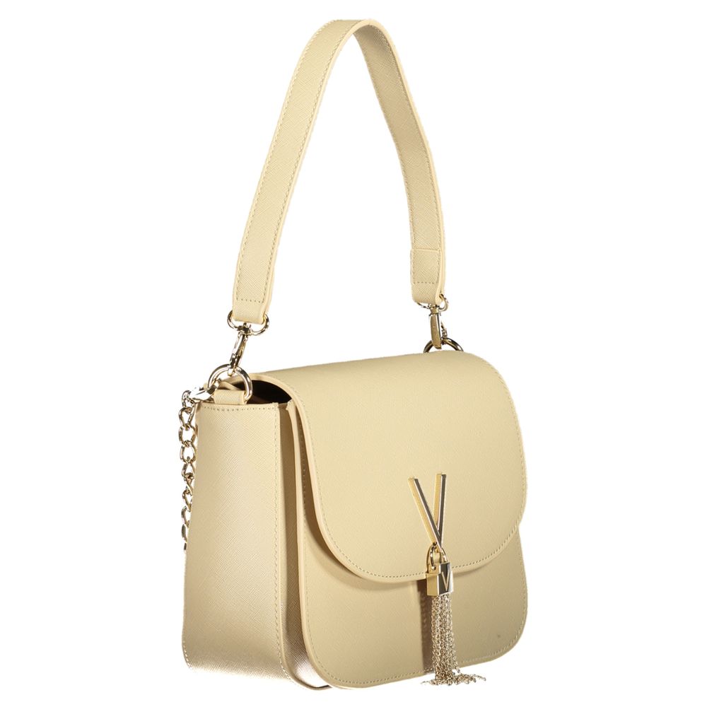 Mario Valentino Beige Polyethylene Women Handbag with removable shoulder handle and detachable chain strap.