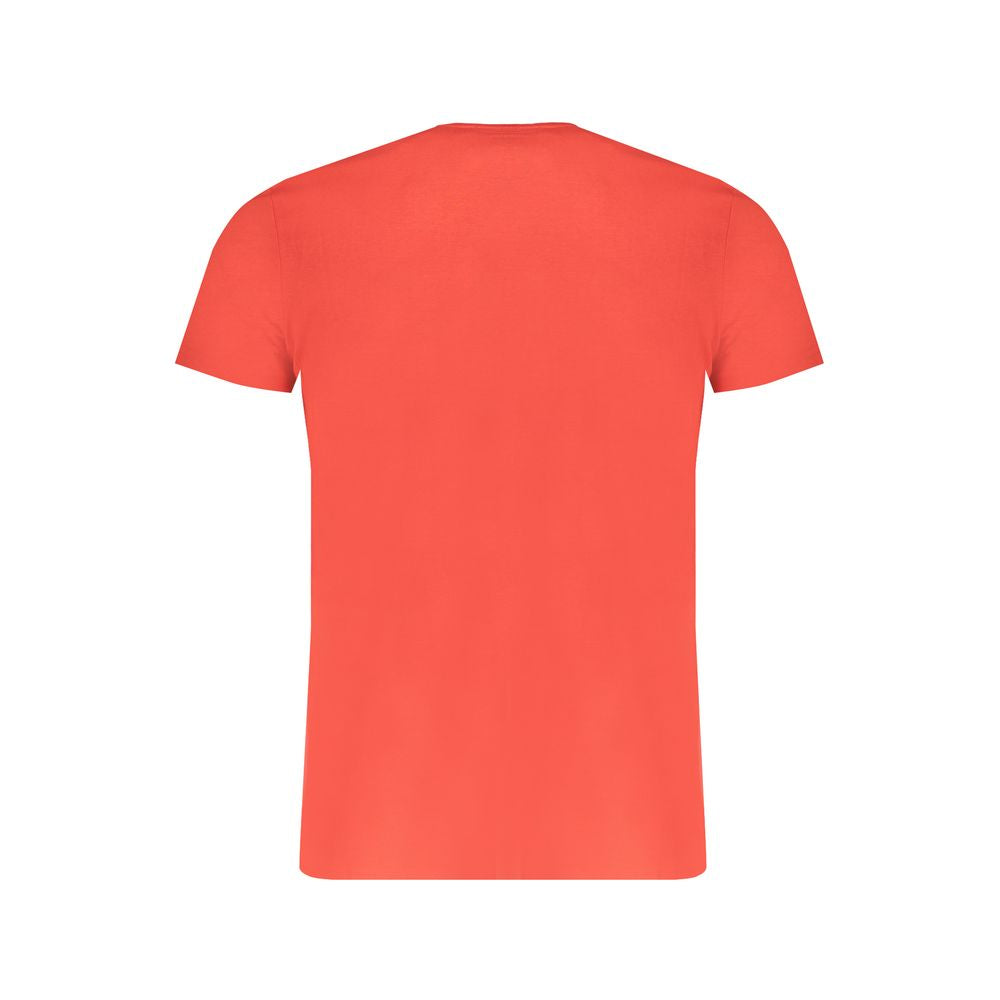Alt Tag: Back view of Trussardi Red Cotton T-Shirt with short sleeves, crew neck, print, and logo design.