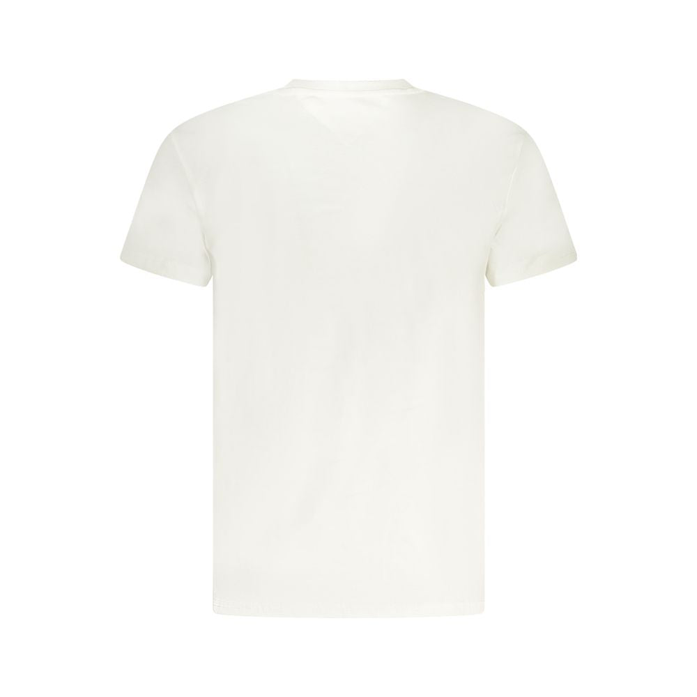 Back view of Tommy Hilfiger White Cotton Men T-Shirt showcasing sustainable fabric and classic design