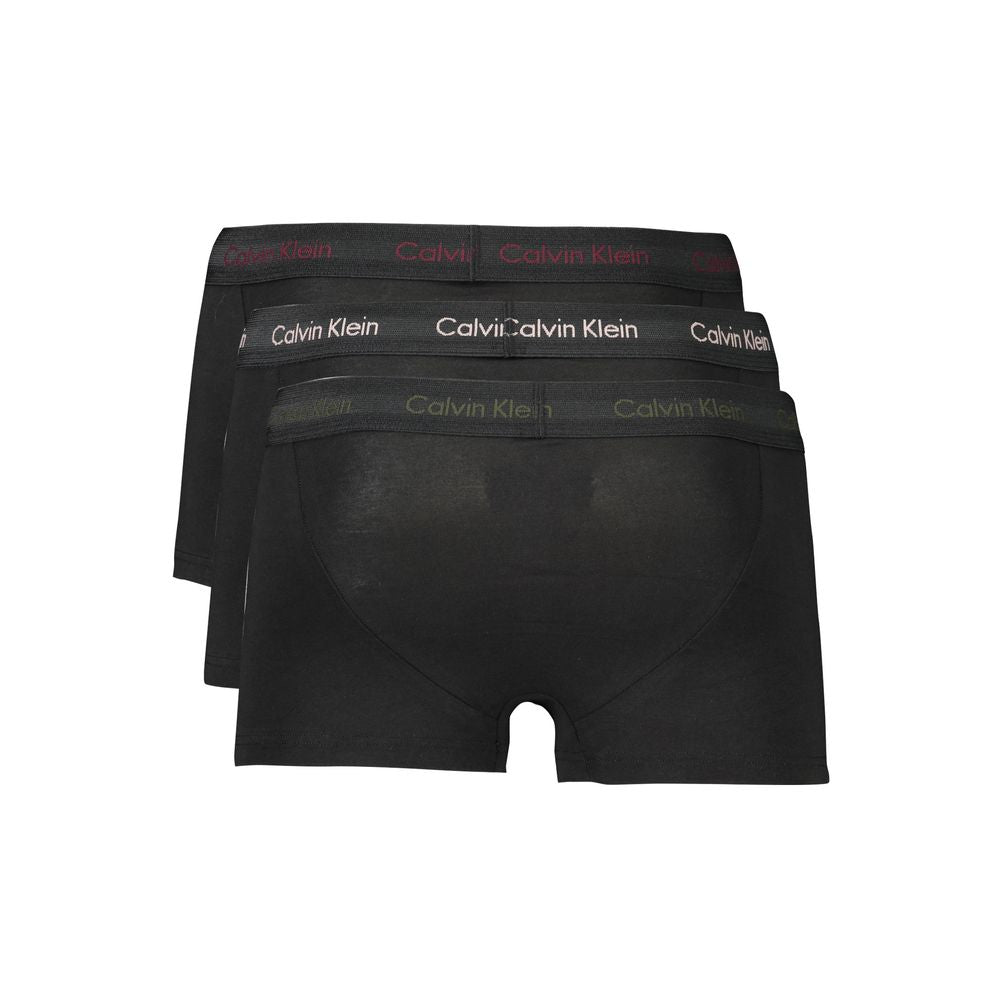 Calvin Klein Black Cotton Underwear boxer tri-pack with elastic waist, contrast details, and logo. Includes different colors.