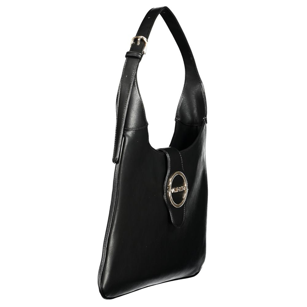 Mario Valentino Black Polyethylene Handbag with adjustable handle, internal pockets, zip and automatic closure, logo detail.
