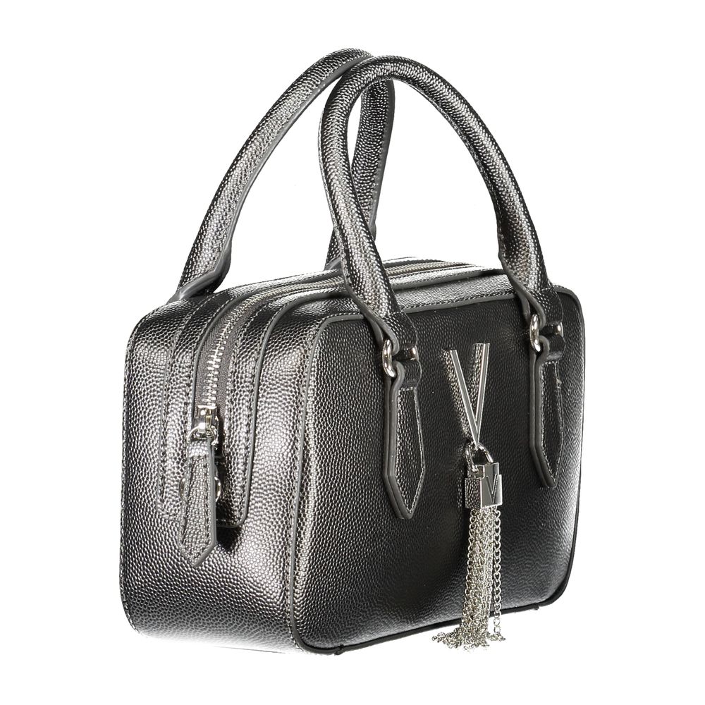 Mario Valentino Gray Polyethylene Handbag with adjustable strap, zip closure, and logo detail.