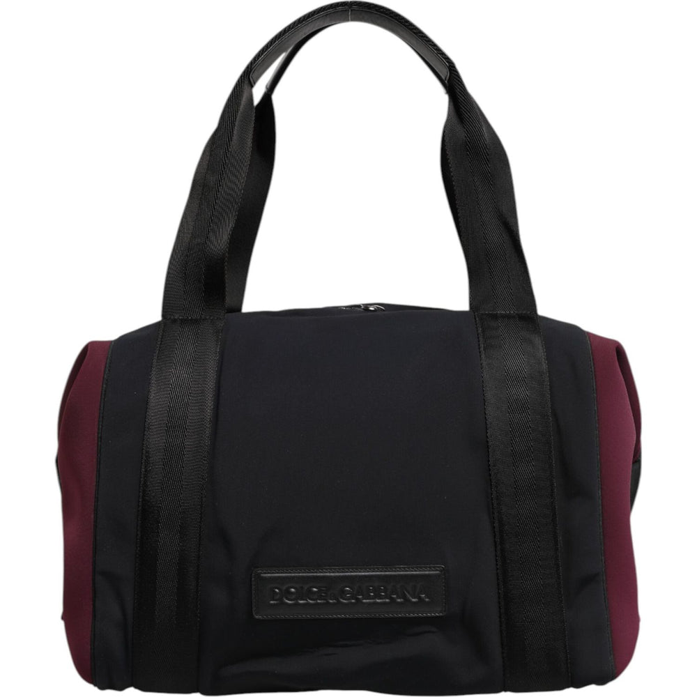 Dolce & Gabbana Black Maroon Hand Shoulder Duffel Travel Bag