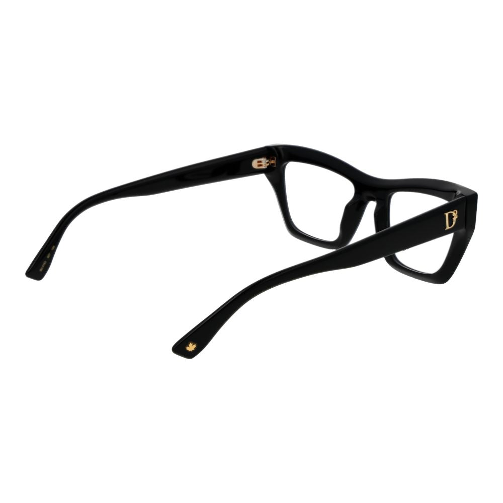 Dsquared² Black Acetate Glasses (Frames) with full-rim black frame, cat eye style, demo lenses.
