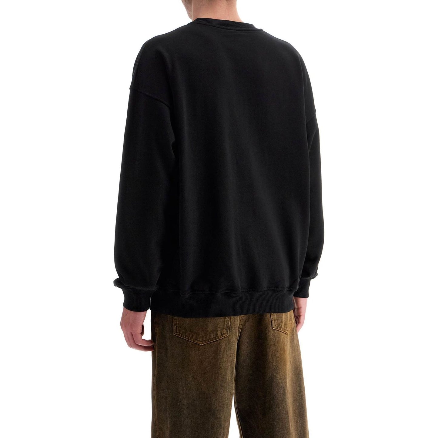 Diesel black cotton sweatshirt with embroidered s-mart-bigoval logo