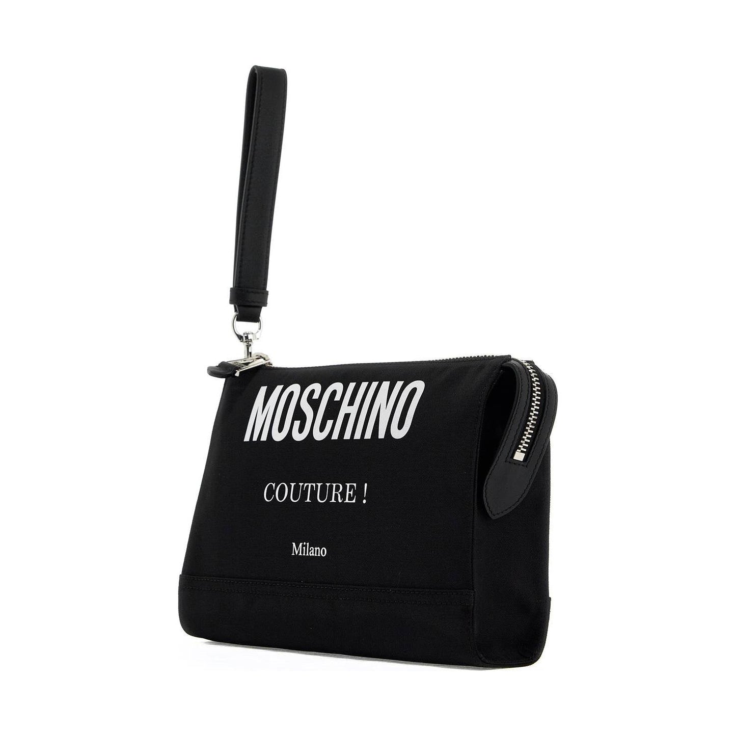 Moschino nylon logo pouch with zip