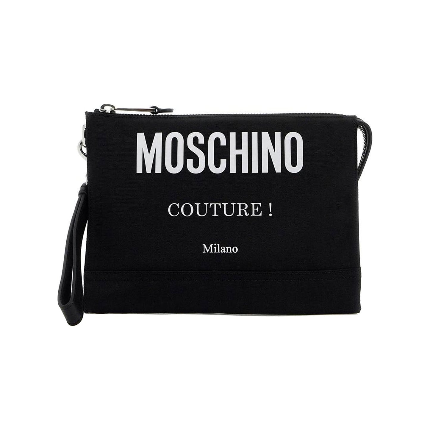 Moschino nylon logo pouch with zip