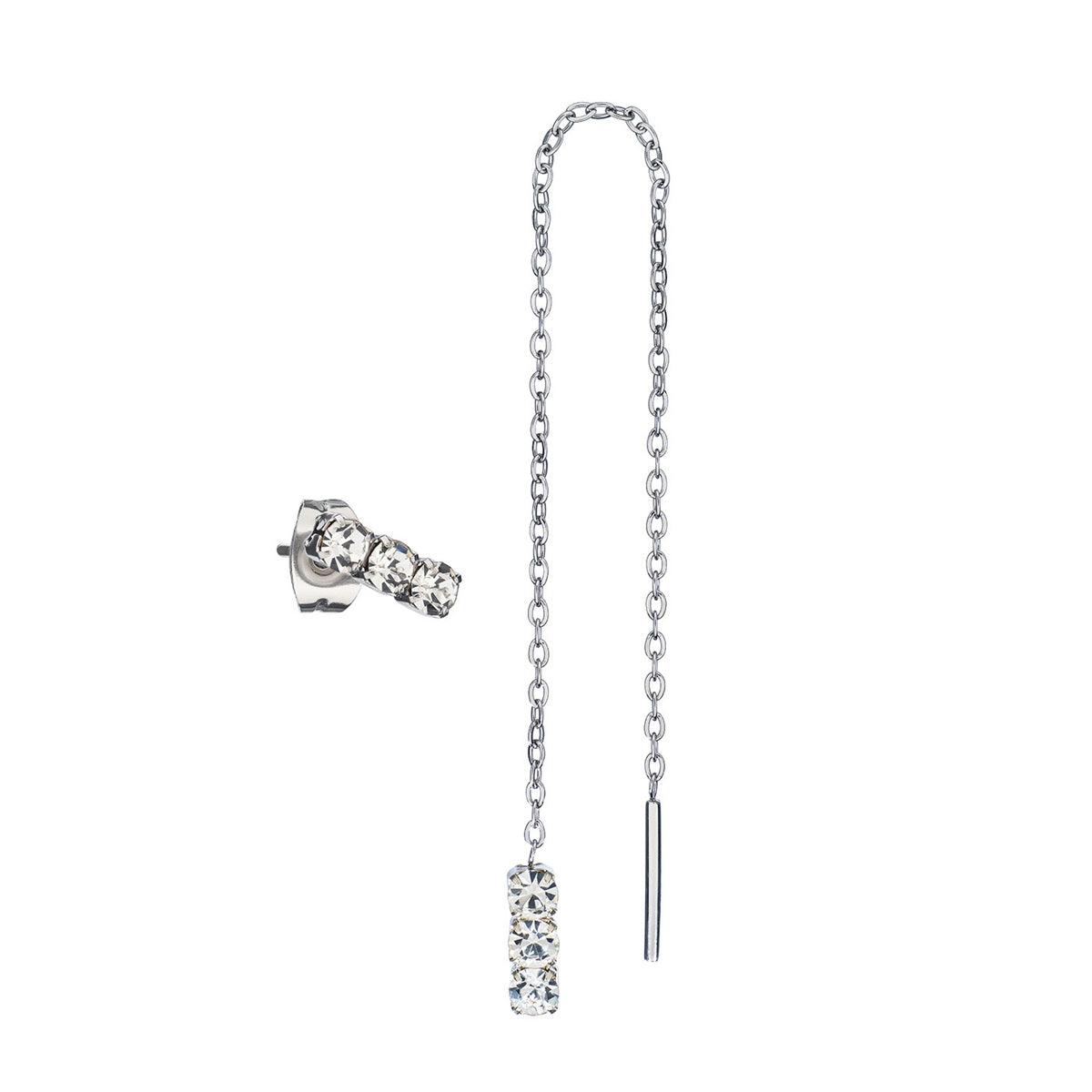 AN JEWELS JEWELRY Mod. AB.EP023 silver chain earrings with crystal embellishments