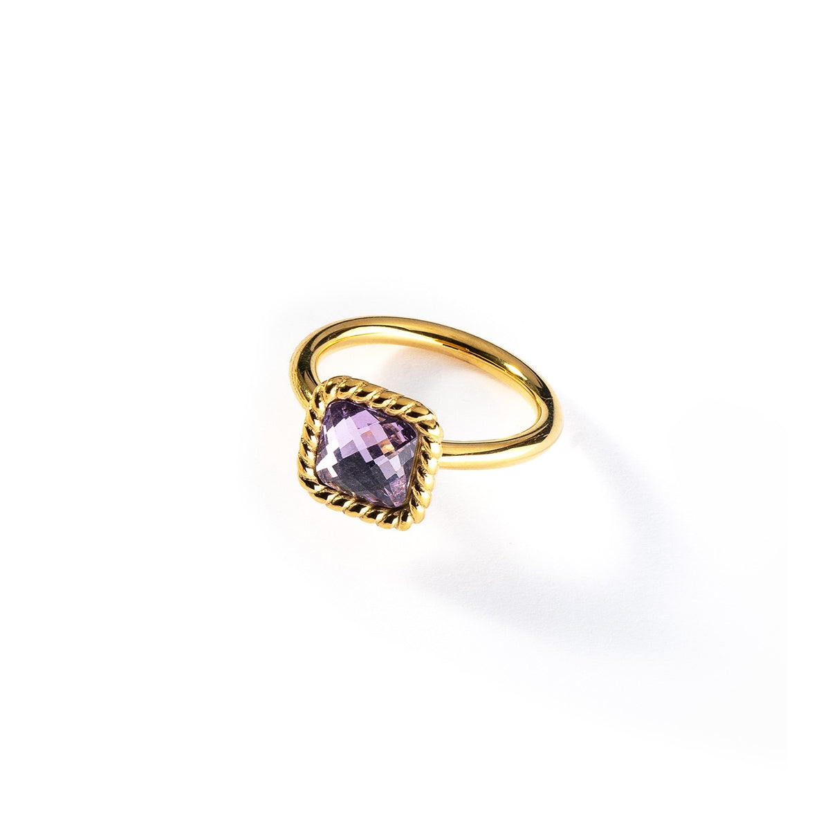 AN JEWELS JEWELRY Mod. AL.RMW07GVI-8 elegant gold ring with purple gemstone