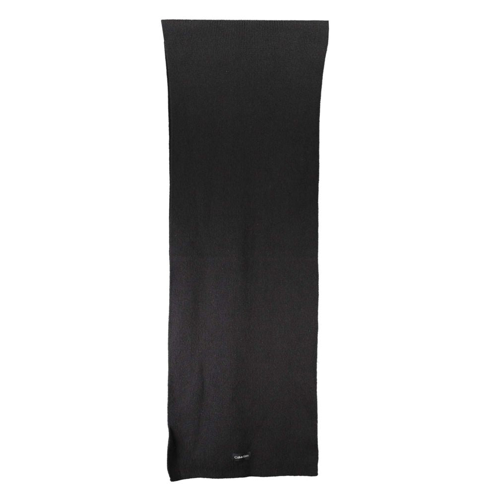 Calvin Klein Black Cotton Scarf with embroidery and logo, measuring 30x192 cm. Fashionable and elegant design.