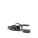 Christian Louboutin Sweet Janispikes Ballerinas in blue patent leather with slingback strap and studs, featuring a 2 cm heel.